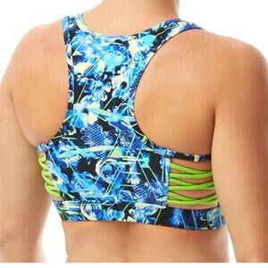 TYR Delphinum Harley Medium Support Sport Bra Top - Blue Green Size Small 4/6